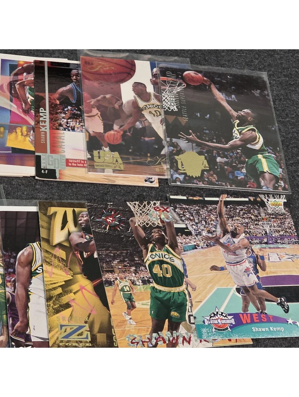 Shawn Kemp 39 Card Lot Collection Rookies, 90s, Base, Inserts